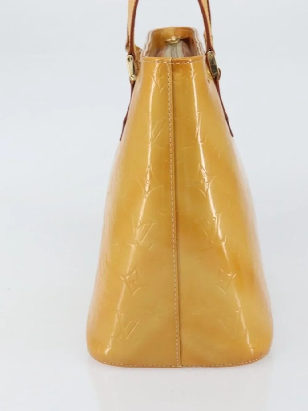 LOUIS VUITTON Monogram Vernis Houston Hand Bag Beige M91004 LV Auth 158012 - Picture 5 of 16